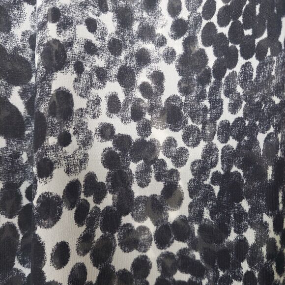 Cabi Womens Sheer Blouse Med. Black White Animal Print Button Front Long Sleeve - Picture 7 of 9